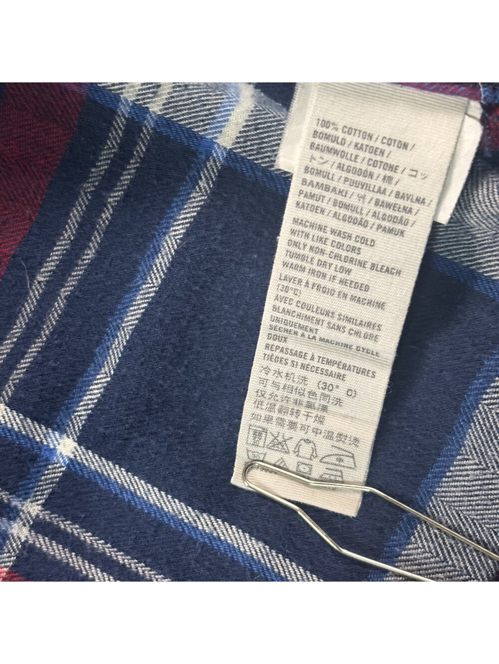 Abercrombie & Fitch Flannel Shirt Men XXL Muscle Fit Plaid Navy Red White Moose - Picture 6 of 9